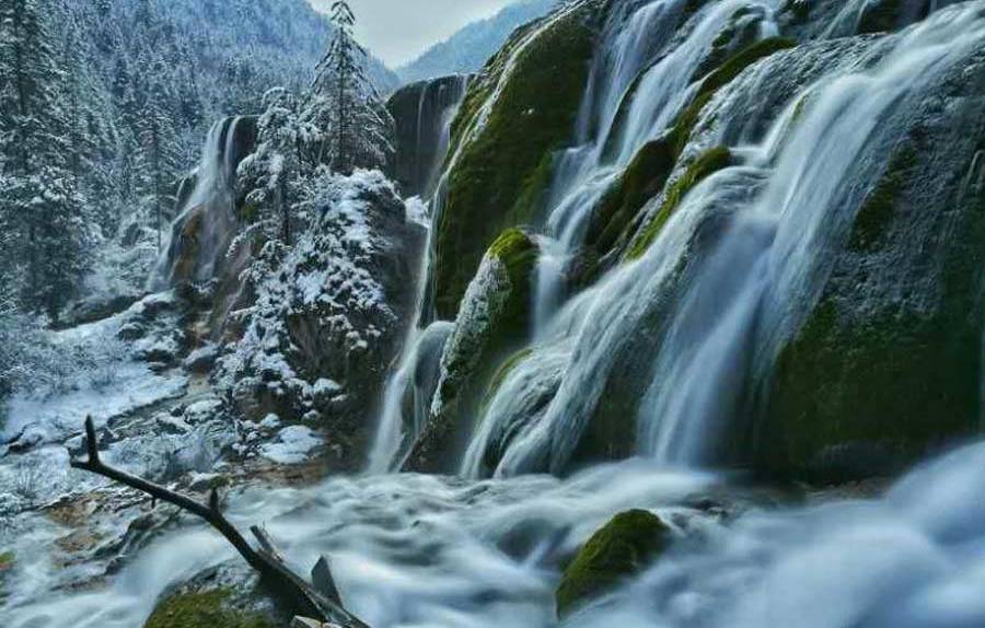 Mystical Jiuzhaigou Valley after snow