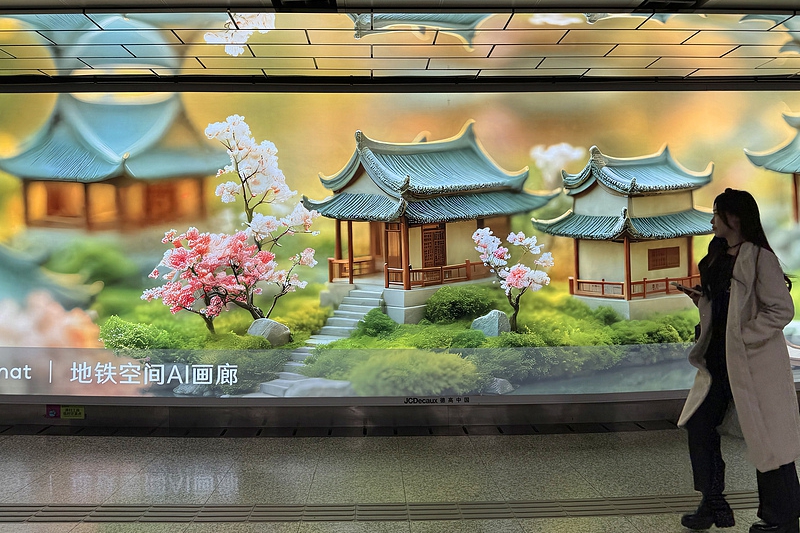 AI-generated designs displayed at Nanjing Metro station